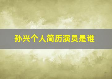 孙兴个人简历演员是谁