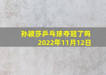 孙颖莎乒乓球夺冠了吗2022年11月12日