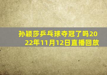 孙颖莎乒乓球夺冠了吗2022年11月12日直播回放