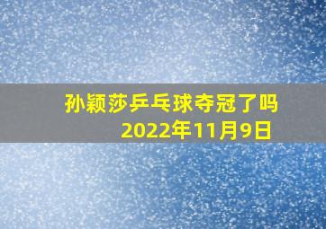 孙颖莎乒乓球夺冠了吗2022年11月9日