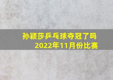 孙颖莎乒乓球夺冠了吗2022年11月份比赛