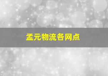 孟元物流各网点