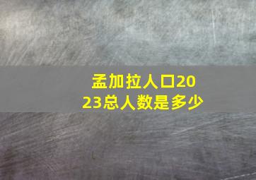 孟加拉人口2023总人数是多少