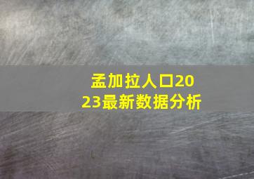 孟加拉人口2023最新数据分析