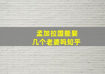 孟加拉国能娶几个老婆吗知乎