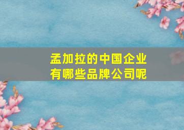 孟加拉的中国企业有哪些品牌公司呢