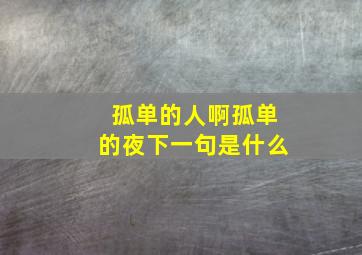 孤单的人啊孤单的夜下一句是什么