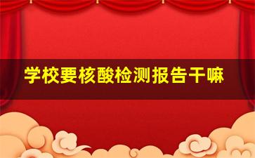 学校要核酸检测报告干嘛