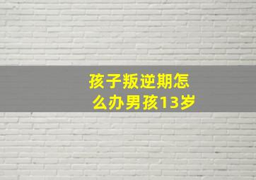 孩子叛逆期怎么办男孩13岁