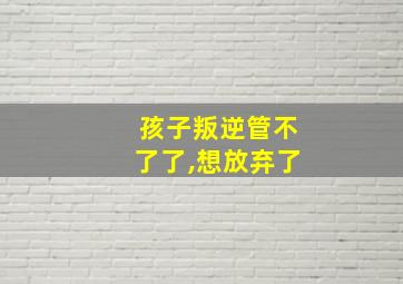 孩子叛逆管不了了,想放弃了