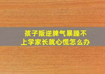 孩子叛逆脾气暴躁不上学家长就心慌怎么办