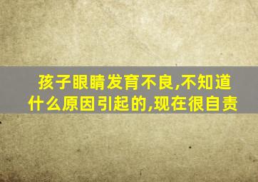 孩子眼睛发育不良,不知道什么原因引起的,现在很自责