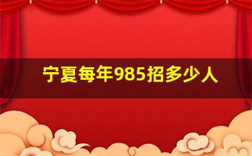 宁夏每年985招多少人