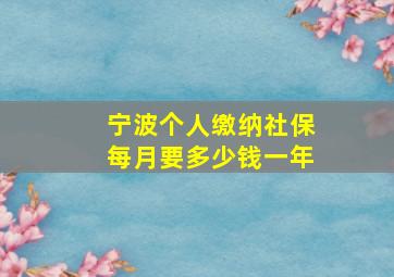 宁波个人缴纳社保每月要多少钱一年