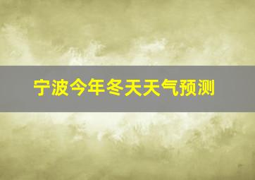 宁波今年冬天天气预测