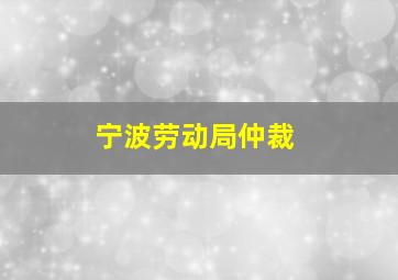 宁波劳动局仲裁