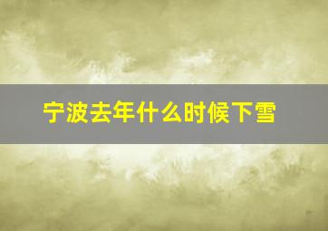 宁波去年什么时候下雪