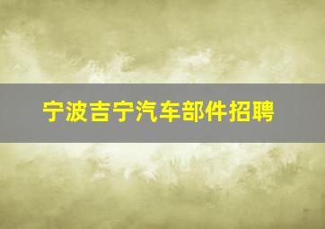 宁波吉宁汽车部件招聘