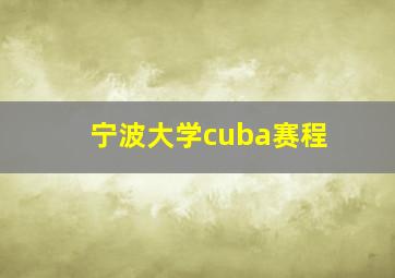 宁波大学cuba赛程