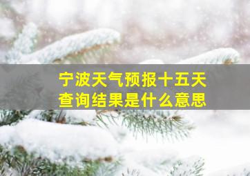 宁波天气预报十五天查询结果是什么意思