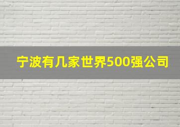 宁波有几家世界500强公司