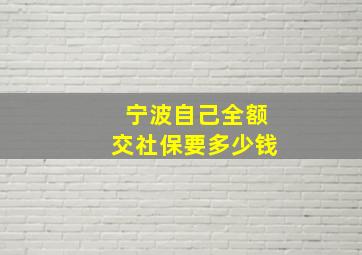 宁波自己全额交社保要多少钱