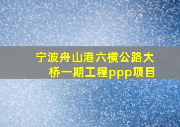 宁波舟山港六横公路大桥一期工程ppp项目