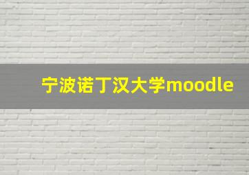 宁波诺丁汉大学moodle