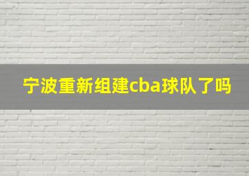 宁波重新组建cba球队了吗