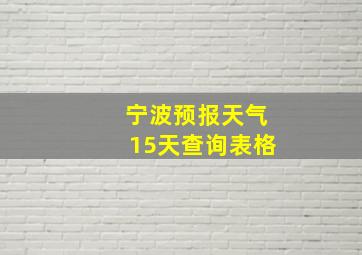 宁波预报天气15天查询表格