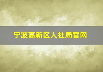 宁波高新区人社局官网