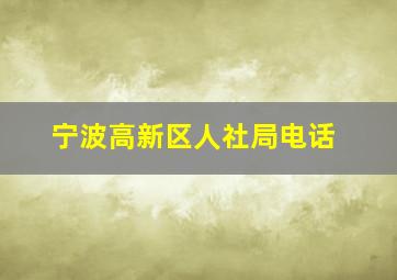 宁波高新区人社局电话