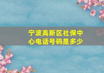 宁波高新区社保中心电话号码是多少