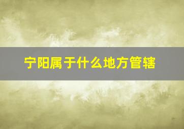 宁阳属于什么地方管辖