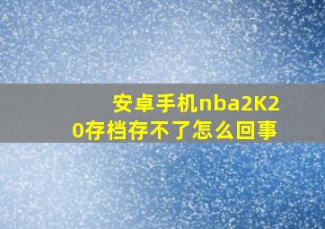 安卓手机nba2K20存档存不了怎么回事