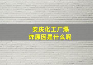 安庆化工厂爆炸原因是什么呢