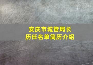 安庆市城管局长历任名单简历介绍