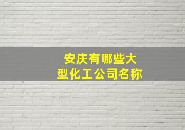 安庆有哪些大型化工公司名称