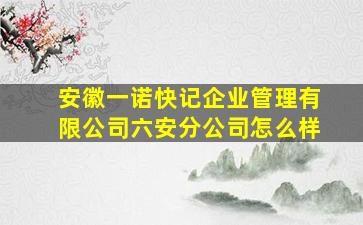 安徽一诺快记企业管理有限公司六安分公司怎么样