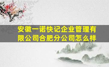 安徽一诺快记企业管理有限公司合肥分公司怎么样