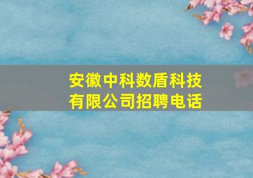 安徽中科数盾科技有限公司招聘电话