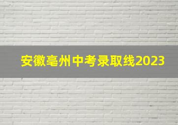 安徽亳州中考录取线2023