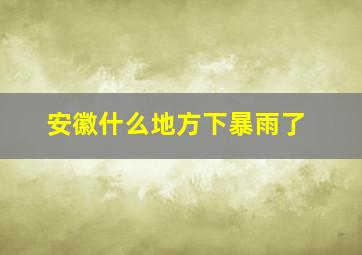 安徽什么地方下暴雨了