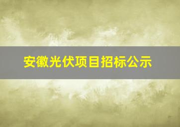 安徽光伏项目招标公示