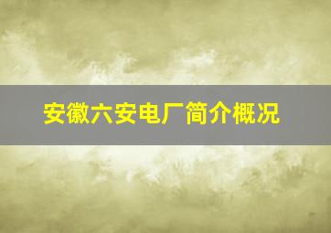 安徽六安电厂简介概况