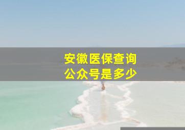 安徽医保查询公众号是多少