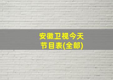 安徽卫视今天节目表(全部)