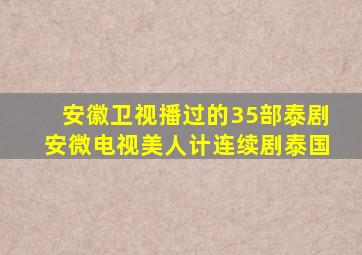 安徽卫视播过的35部泰剧安微电视美人计连续剧泰国