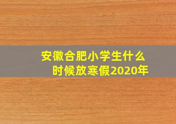 安徽合肥小学生什么时候放寒假2020年