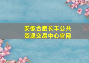 安徽合肥长丰公共资源交易中心官网